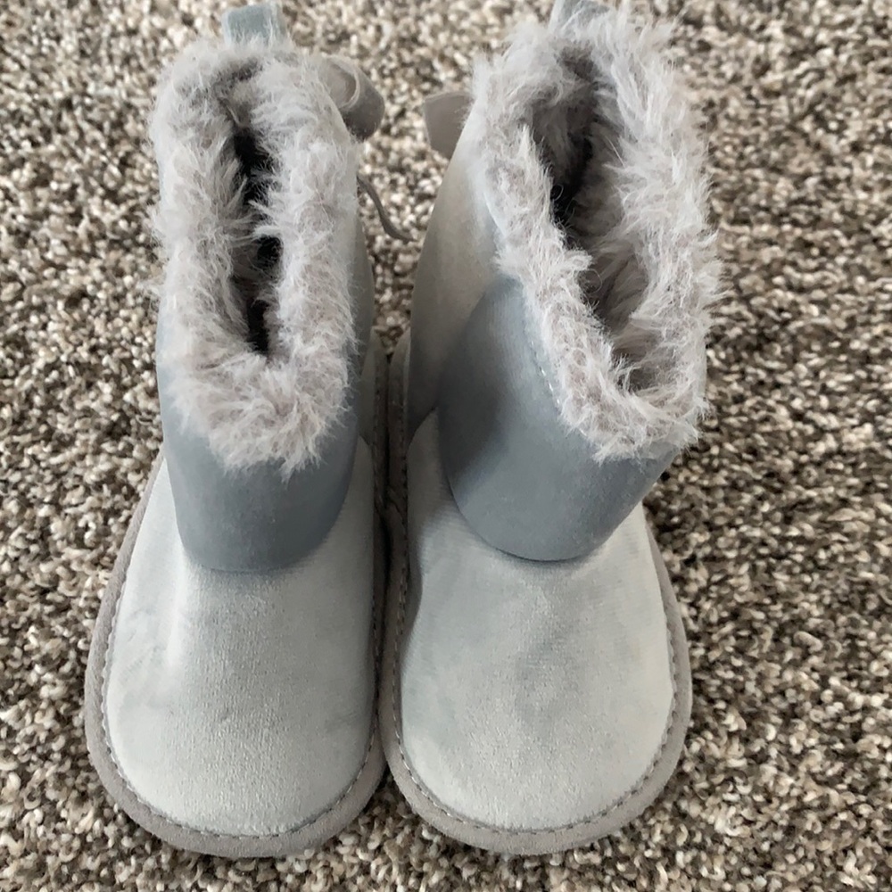 Fuzzy Gray Boots for Baby